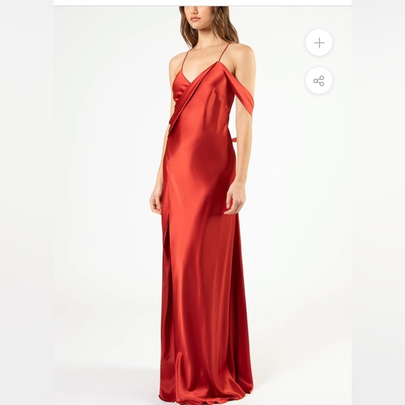 Michelle Mason Strappy Silk Wrap Gown in Cayenne. Worn once. Perfect condition - Picture 3 of 9